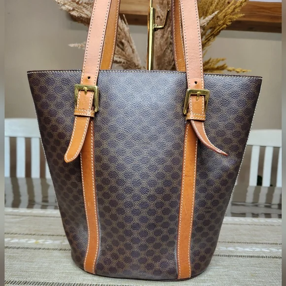 Céline CELINE vintage Macadam bucket bag Triomphe logo Brown - Picture 4 of 9